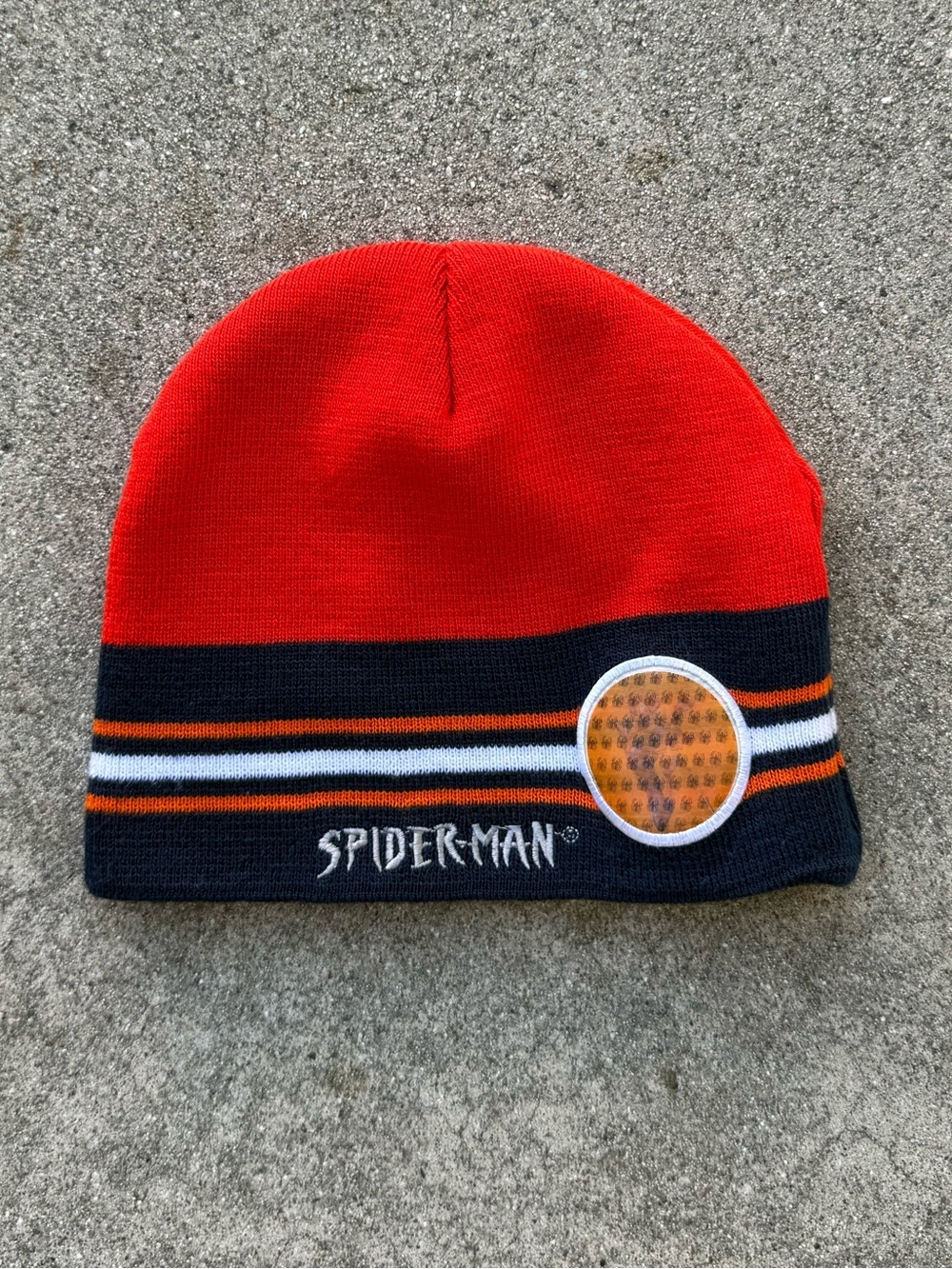 Vintage Y2K Universal Marvel kids Spider‑Man Beanie Red Knit Hat OS 2003